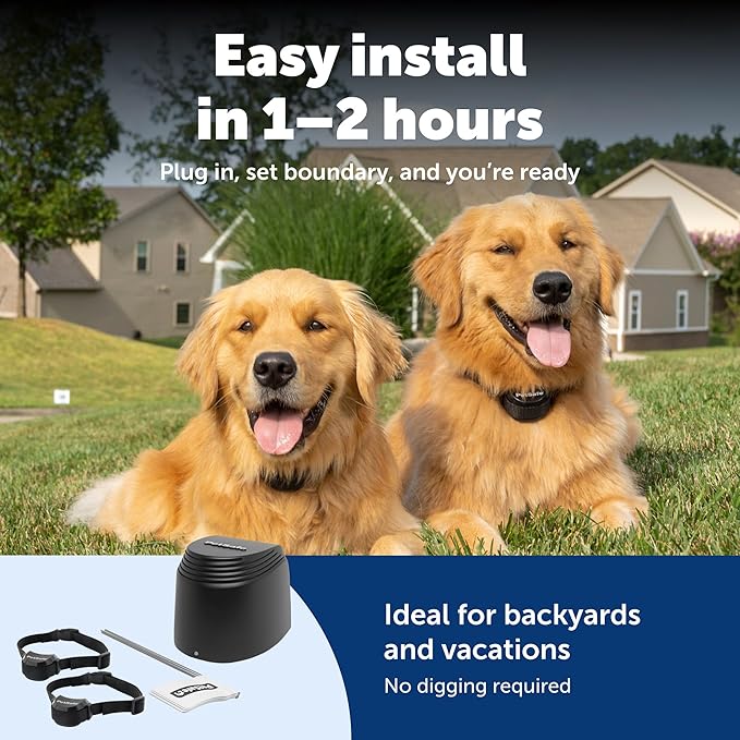 PetSafe Stay & Play 2-Dog Compact Wireless Fence - Portable & No-Dig - Includes 2 Collars - Covers Up to 3/4 Acre - for Dogs 5lb+