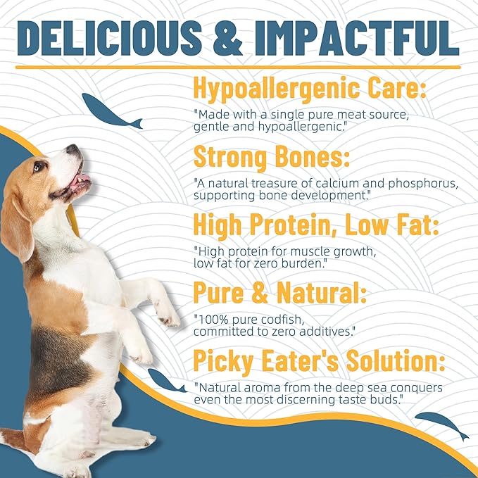 Just Try 4.76 oz Freeze-Dried Cod Bites for Dogs & Cats - High Protein, Low Fat Dog Treats - Grain-Free, Omega-3 for Joint Health