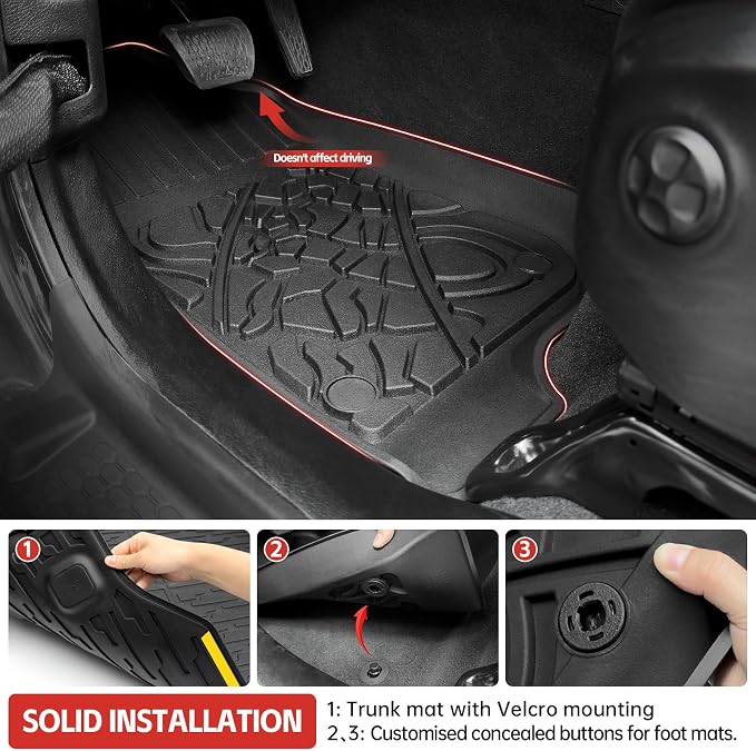 Cargo Mat with Floor Liner Compatible with 2021-2025 Jeep Wrangler JL Unlimited 4XE 4 Door, Cargo Liner TPE Floor Mat for 2024 Jeep Wrangler JL/JLU Accessories(Cargo Mat+Floor Mat)