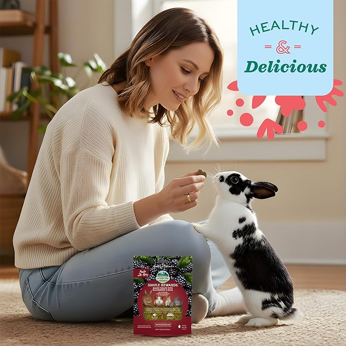 Oxbow Simple Rewards BlackBerry & Basil Treats, Great as Chinchilla, Hamster, Rodent, Guinea Pig & Rabbit Treats, Small Pet Snack, Made with Oxbow Timothy Hay, Made in USA, 3 oz