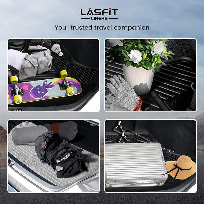 LASFIT Cargo Mat for Hyundai Elantra 2026 2025 2024 2023 2022 2021 & Elantra N 2022-2026, All Weather TPE Custom Fit Elantra & Elantra N Trunk Mat, Black