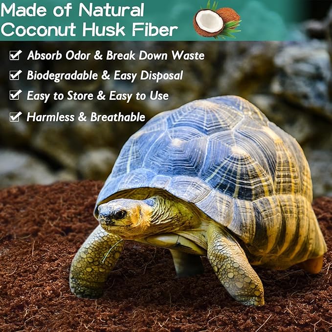 Halatool 4 Pack Compressed Coconut Fiber Substrate for Reptile, 100% Organic Premium Coconut Husk Substrate Terrarium Bedding for Tortoises Beard Dragon Leopard Gecko Snake Tarantula Worm Bins