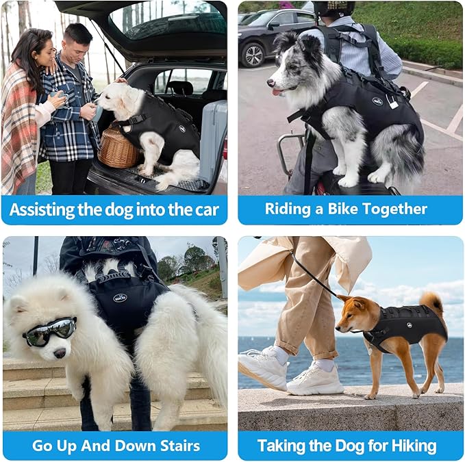 Wakytu Dog Lift Harness Sling Carrier for Dogs Hind Leg Stair Support | Old,Disabled, Joint Injuries, Arthritis, Large Dogs Up and Down Stairs, Cars(33-66 LBS)