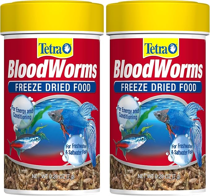 Tetra BloodWorms, Freeze-Dried Food for Freshwater and Saltwater Fish, Seafood,0.25 Oz (Pack of 2)