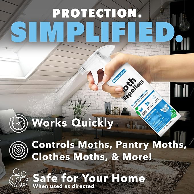 Moth Repellent Spray – Helps Deter Moths from Closets, Clothing & Fabric Surfaces, 16 oz (475mL)