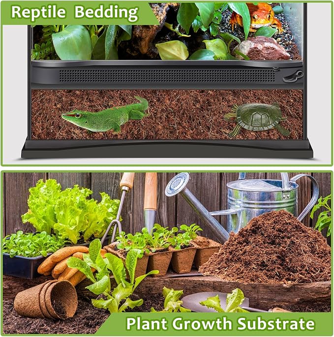 Riare 1 Pack Natural Coconut Fiber Substrate for Reptile- Premium Compressed Coconut Husk Terrarium Bedding for Reptile, Tortoise, Frogs, Snakes Hermit Crabs, Burrowing Animals