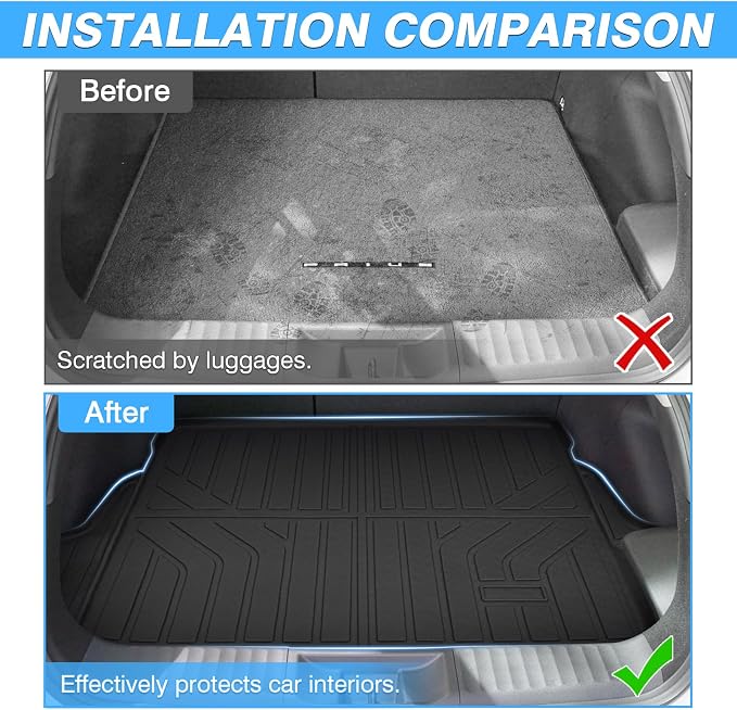 Powerty Cargo Liner for 2023-2025 2026 Toyota Prius & Prius Prime (PHEV) Accessories Cargo Mats TPE All Weather Trunk Liner Heavy-Duty Trunk Mats