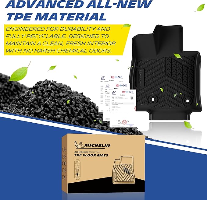 Michelin Vehicle Mats, Premier Series All-Weather TPE Custom Fit Liner for Toyota RAV4 Hybrid 2026-2027 Floor Mats (3 Piece)