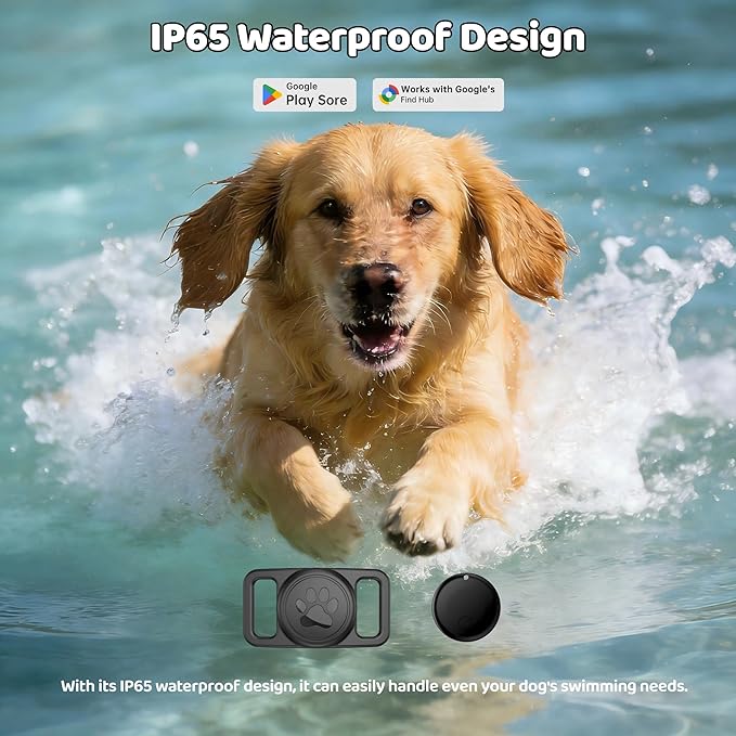 GPS Collar for Dogs,Pet Tracker (Android Only) Smart tag,Waterproof Compatible with Google Find My,No Monthly Fee,Advanced Tracking Solution Smart Collar for Pet Safety Ideal Small Large Dogs