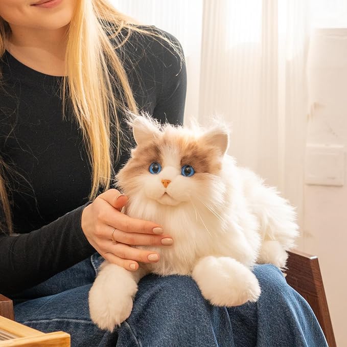 Chongker Stuffed Animals Handmade Realistic Cat Plush Toy for Elderly Adults Women Kids Cat Pet Lover Surprise Gifts