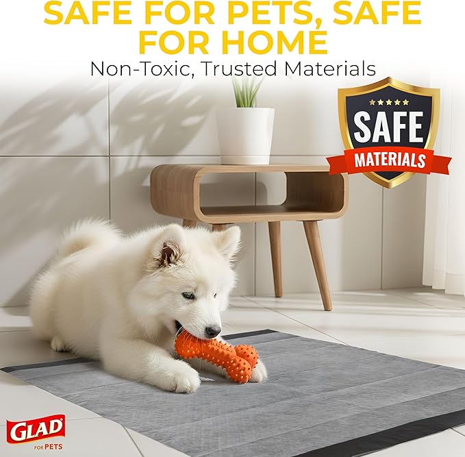 Glad for Pets Black Charcoal Puppy Pads, All-in-One | Puppy Potty Training Pads That Absorb & NEUTRALIZE Urine Instantly | New & Improved Quality Puppy Pee Pads, 14 Count