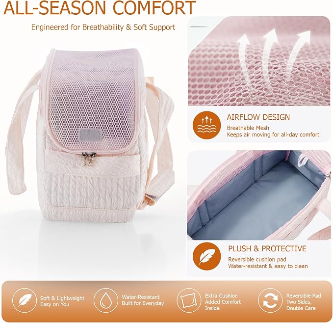 Dog Carrier Tote Bag, Foldable Soft Sided Breathable Mesh Lightweight Travel Handbag with Padded Handles, Lace Decor Portable Pet Purse for Small Puppy Kitten Cat Up to 15 Lbs (Pink)