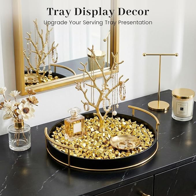DomeStar 150PCS Gold Acrylic Ice Rocks – Faux Gems Nuggets Vase Fillers Pot of Gold, Glitter Party Decorations, DIY Crafts & Table Scatter