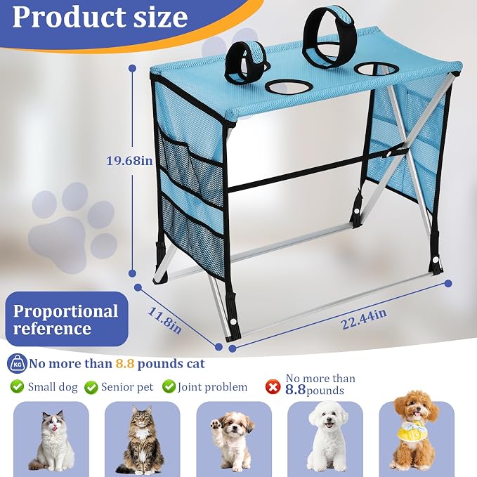 Foldable Pet Grooming Hammock with Stand for Small Dogs & Cats - 8.8 lb | Stand for Dog Grooming Hammock - Aluminium Alloy Support Suitable Support for Nail Trimming, Bathing & Care, No Hook Needed