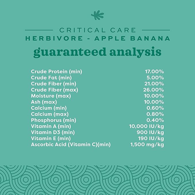 Oxbow Critical Care Herbivore, Emergency Guinea Pig Food, Rabbit Food for Recovery, Natural Apple Banana Flavor, Critical Care for Guinea Pig Emergency Kit, Made in USA, 141 Grams