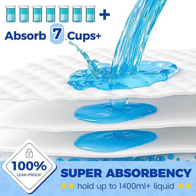 Dog Pee Pads Extra Large 28"x34" - 100 Pack Super Absorbent XLarge Puppy Pads 100 Count Leak-Proof Disposable XL Pet Potty Training Pads for Dogs, Puppies, Doggy