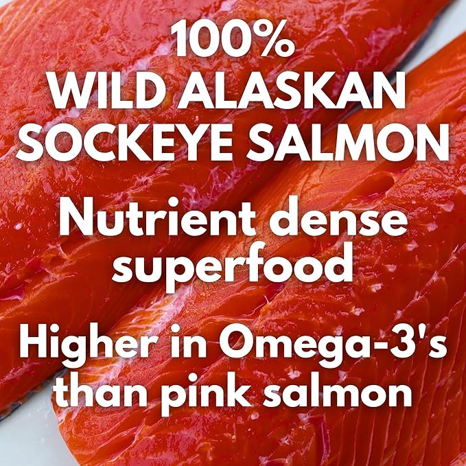 Freeze Dried Sockeye Salmon Pet Treats for Dogs & Cats, Human Grade, Fisherman Direct, Premium Wild Caught Alaskan, Single Ingredient, Omega 3, Natural Healthy Dog Training Treats, Made in USA, 5 Pack