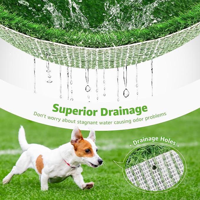 Artificial Dog Grass Pee Pad 39.4"x 31.5" 1 Pack, Fake Grass Potty Training | Easy to Clean, with Drainage, Reusable, Realistic, Pet-Friendly, Turf Grass Mat, for Apartment, Balcony, Indoor Outddor Use
