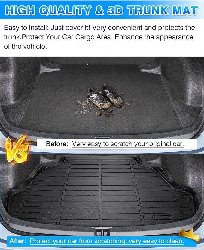 Cartist Trunk Mat Fits for Toyota Corolla 2014-2019 (Not fit Corolla Cross & hatcback) All Weather Cargo Liner for Corolla Accessories Waterproof Heavy Duty