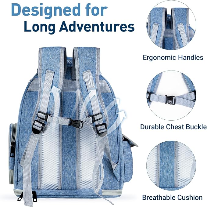 Cat Backpack Carrier Clear Bubble Window for Cats & Small Dogs up to 15 lb | Large Space Breathable Foldable Pet Carrier Airline Approved, Mesh Entry Safety Tether Washable Pad, Travel Hiking Outdoor