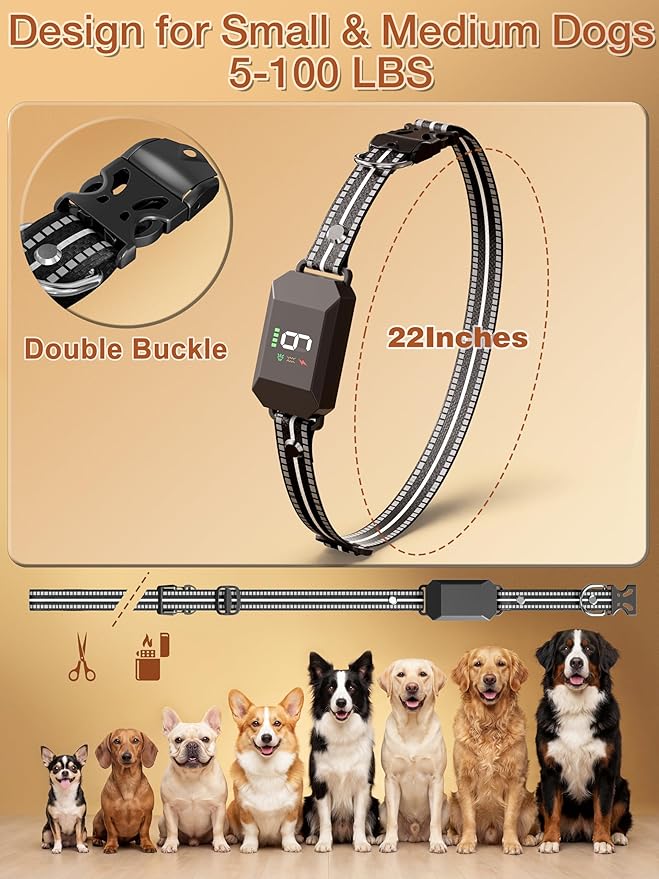 Small Shock Collar for Small & Medium Dogs 5-100lbs, Dog Training Collar with Remote, Waterproof, Rechargeable, 1300ft Range, Collar with Beep, Vibration, Safe Shock