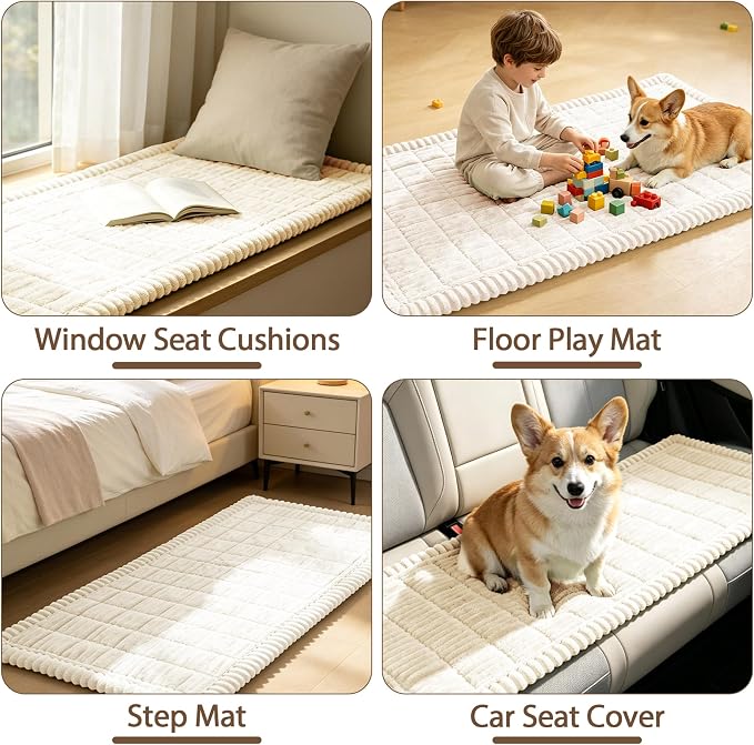 FUANGUI Waterproof Couch Cover Sofa Cover for Dogs and Pets Sofa Protector | Non-Slip Washable Fuzzy Soft Cat Bed Sofa Slipcover for 2-3 Cushion Couch Sofa Pet Friendly, Beige, 27.6" x 82.7", 1 pcs