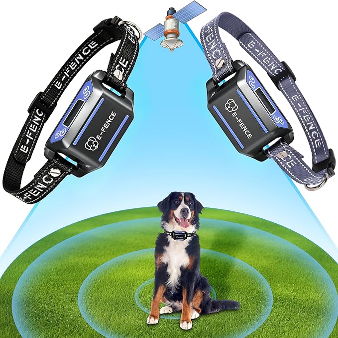 GPS Wireless Dog Fence, Electric Dog Collar Fence,Adjustable Warning Strength, Pet Containment System for Outdoor, Suitable for All Dogs,Rechargeable, Outdoor Use Only