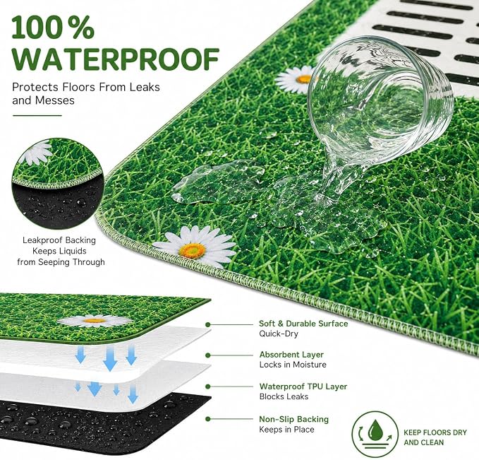Aitmexcn Washable Pee Pads for Dogs, 2 Pack Lawn Puppy Pads, 31'' x 36'' | Highly Absorbent, Waterproof Layer, Machine Washable, Non-Slip Bottom, For Puppy Training and Crates