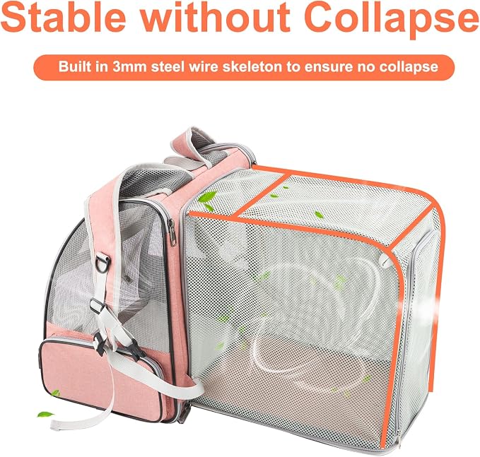 Texsens Innovative Traveler Bubble Backpack Pet Carriers for Cats and Dogs (Expandable-Pink)