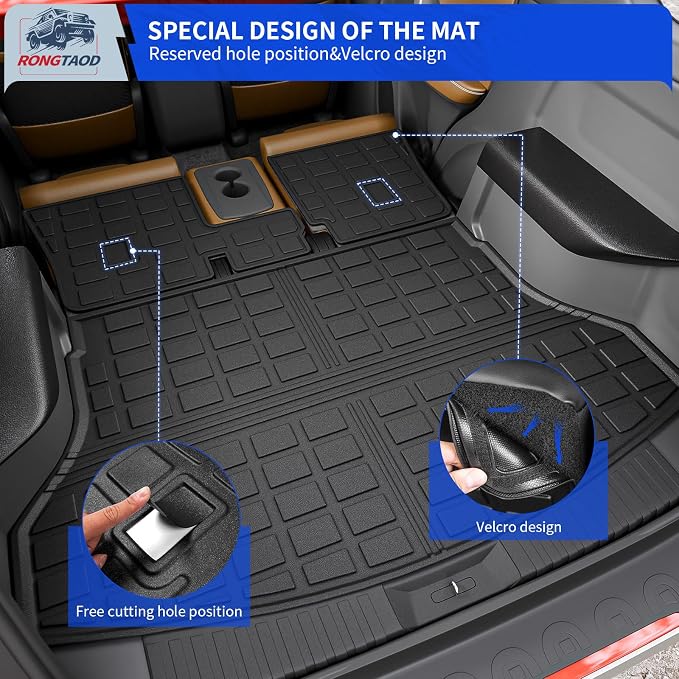 Rongtaod Cargo Mat Compatible with 2014-2020 Nissan Rogue Trunk Mat Cargo Liner All Weather Back Seat Cover Protector 2019 Rogue Accessories (Backrest Mats+Trunk Mat)
