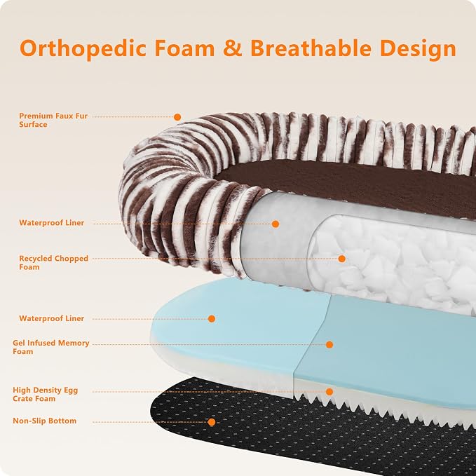 Human Dog Bed for Adult, Orthopedic Gel Memory Foam, 71"x47"x9" | Human Dog Bed Fits Adult & Pets, Reversible Egg-Crate Foam Cushion, Washable Pet Bed with Blanket, Tie-dye Brown