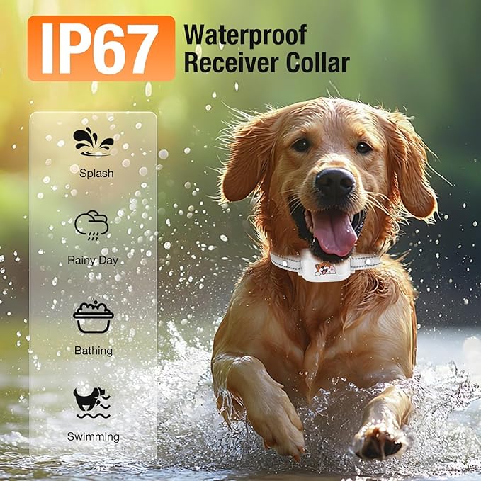 GPS + Wireless Dog Fence & Training Collar – No Subscription, App Geo-Fence 3280ft, 60-164ft Bluetooth Training, 3 Correction Modes, Auto Sleep/Wake, 7-Day Battery, 3-Dog Support (White)