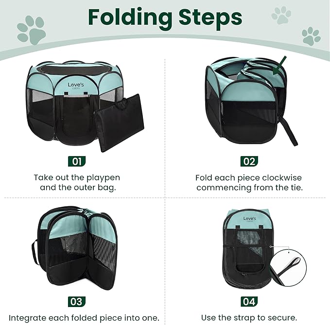 Love's cabin Pet Puppy Dog Playpen, Medium Dog Tent Crates Cage Indoor/Outdoor, Portable Playpen for Cat, Foldable Pop Up Dog Kennel Playpen with Carring Case, Removable Zipper Top, Green