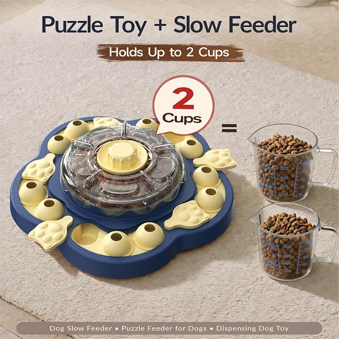 KADTC 3-Level Dog Puzzle Toy, Spin to Release Treat Dispenser & Slow Feeder | LARGE SIZE - Slide, swing, sniff, search: 4 play modes curb boredom, channel energy, build focus, deliver mental stimulation.
