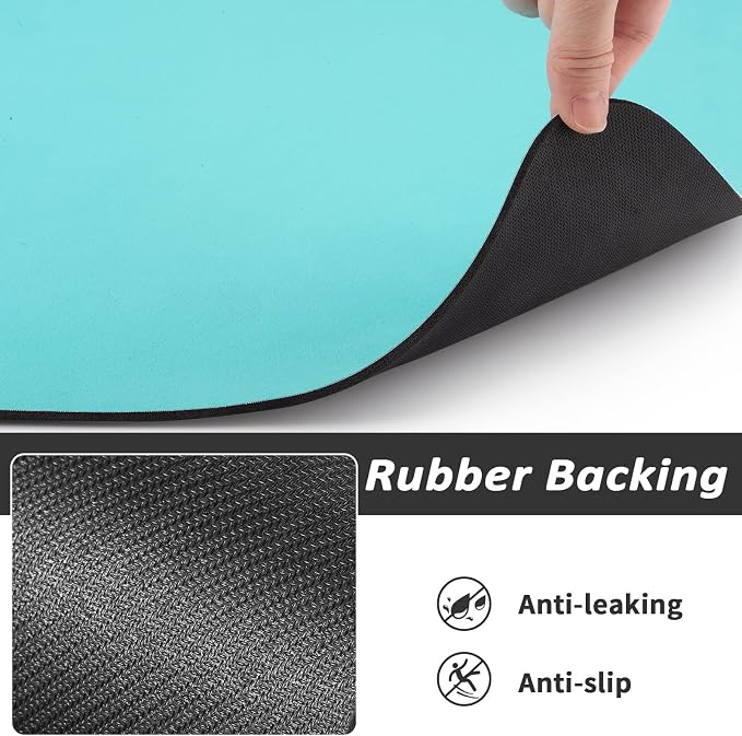 HotLive Dog Food Mat - Absorbent Cat Mat for Food and Water, No Stains Pet Feeding Bowl Mat, Easy to Clean Pet Placemats, Quick Dry Dog Water Dispenser Mat for Messy Drinkers | Paw Teal 18"x 28"