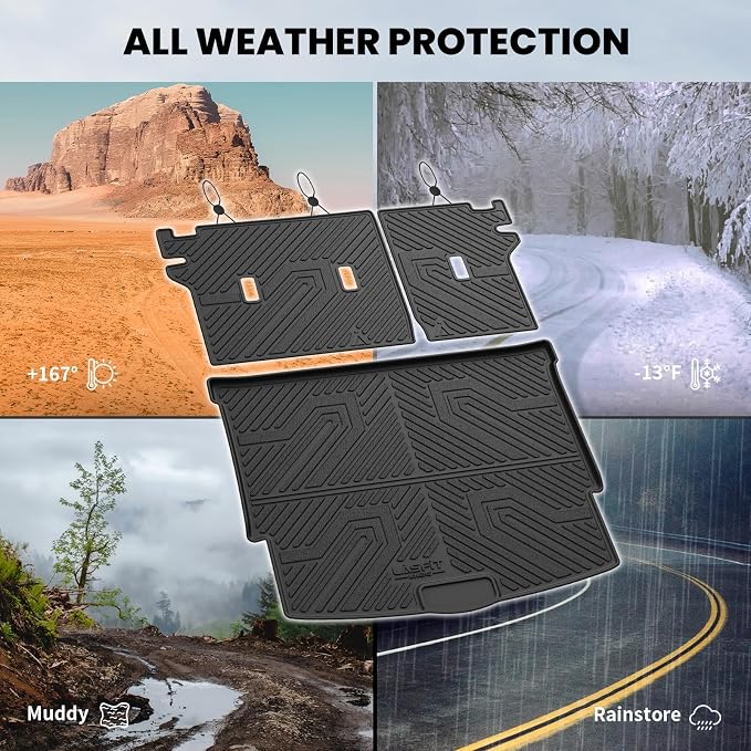 LASFIT Cargo Mat & Backrest Mats for Nissan Rogue 2026 2025 2024 2023 2022 2021, All Weather TPE Custom Fit Car Trunk Mats Cargo Liners Accessories, Black