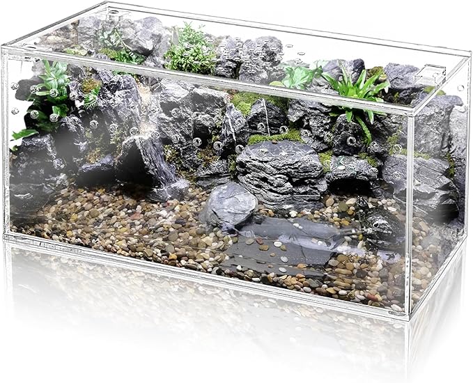 Tlence Acrylic Tarantula Enclosure Terrarium, 8" x 4" x 4" Small Magnetic Reptile Tank, Micro Spider Breeding Habitat Cage, Clear Ventilated Lizard Display Box for Hermit Crab Invertebrates Scorpion