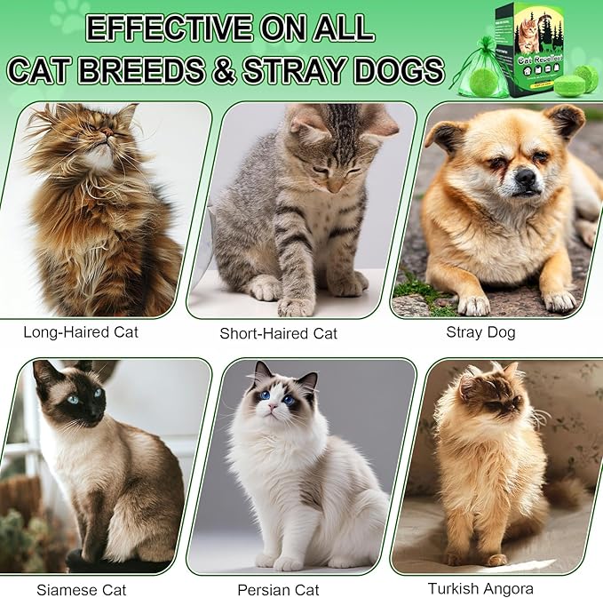 Cat Deterrent Outdoor,12 Pack Natural Peppermint Oil Cat Deterrent Balls Outdoor Indoor to Keep Cats Out of Yard Permanently Garden Lawn Prevent Scratch Chew