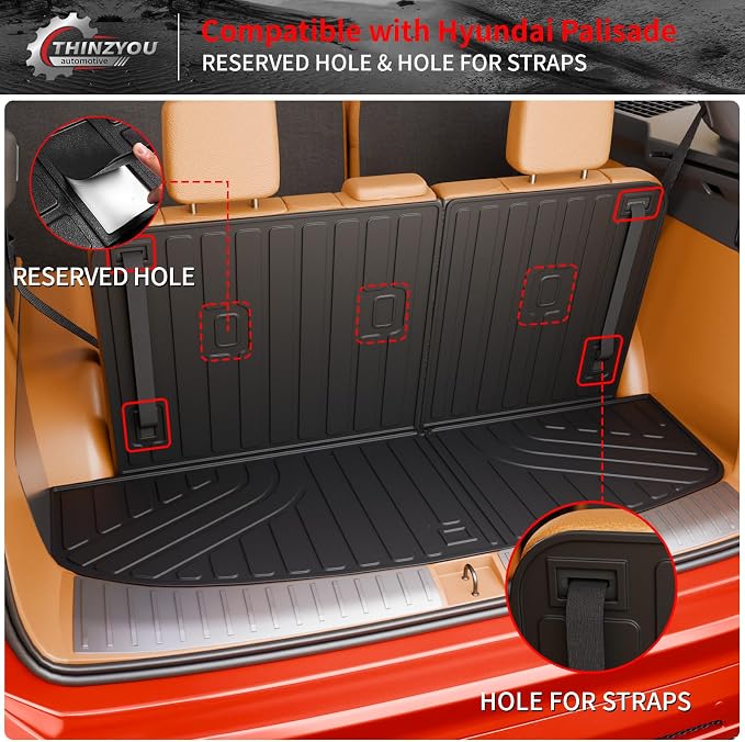 Trunk Mat Compatible with 2026 Hyundai Palisade Gas Cargo Liner Cargo Mat TPE All Weather Back Seat Cover Protector Trunk Liner Palisade Accessories (Trunk Mat with Backrest Mat)