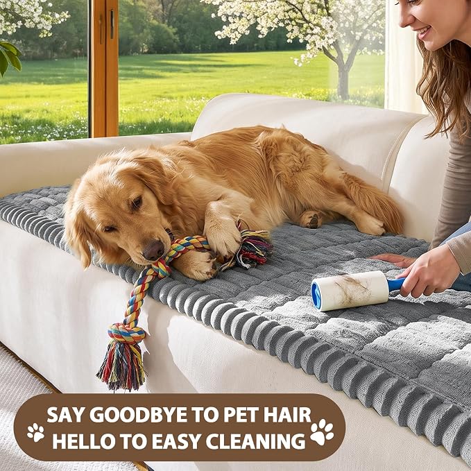 FUANGUI Waterproof Couch Cover Sofa Cover for Dogs and Pets Sofa Protector | Non-Slip Washable Fuzzy Soft Cat Bed Sofa Slipcover for 2-3 Cushion Couch Sofa Pet Friendly, Grey, 27.6" x 59.1", 1 pcs