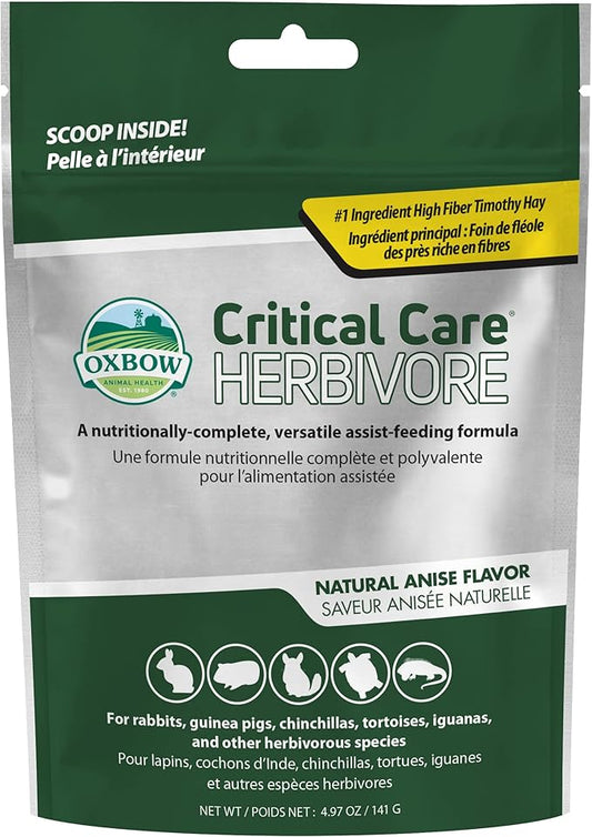 Oxbow Critical Care Herbivore, Emergency Guinea Pig Food, Rabbit Food for Recovery, Made with Timothy Hay, Anise Flavor, Critical Care for Guinea Pig Emergency Kit, 141 gram bag