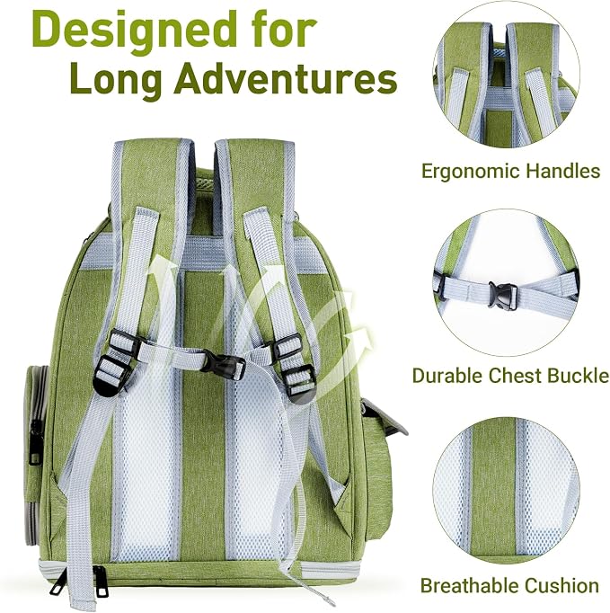 Cat Backpack Carrier Clear Bubble Window for Cats & Small Dogs up to 15 lb | Large Space Breathable Foldable Pet Carrier Airline Approved, Mesh Entry Safety Tether Washable Pad, Travel Hiking Outdoor