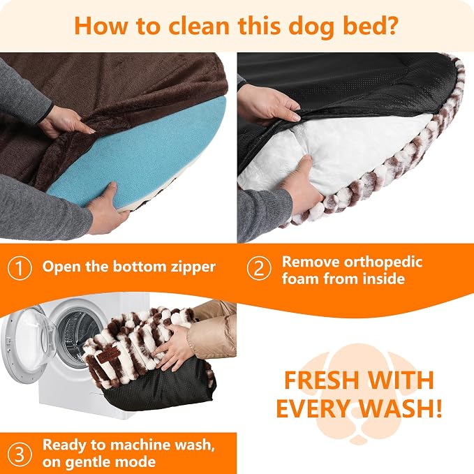 Human Dog Bed for Adult, Orthopedic Gel Memory Foam, 71"x47"x9" | Human Dog Bed Fits Adult & Pets, Reversible Egg-Crate Foam Cushion, Washable Pet Bed with Blanket, Tie-dye Brown