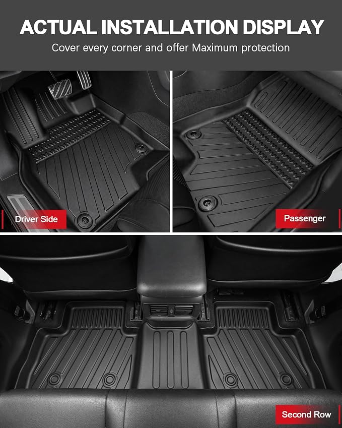 Floor Mats & Cargo Liner Fit for 2019-2026 Acura RDX, All Weather TPE Floor Liner Custom Fit for RDX Accessories, 1st, 2nd Row and Cargo Liners, Black