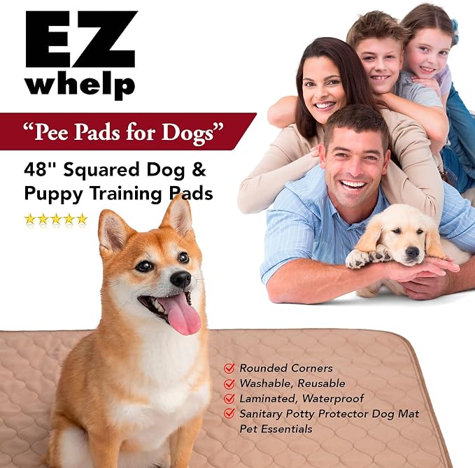 Reusable Dog Pee Pads, Washable Waterproof Puppy Training Pad 17x20 | Washable waterproof pee pads for dogs & puppies. Super absorbent, leak-proof, reusable 100+ washes with rounded corners.