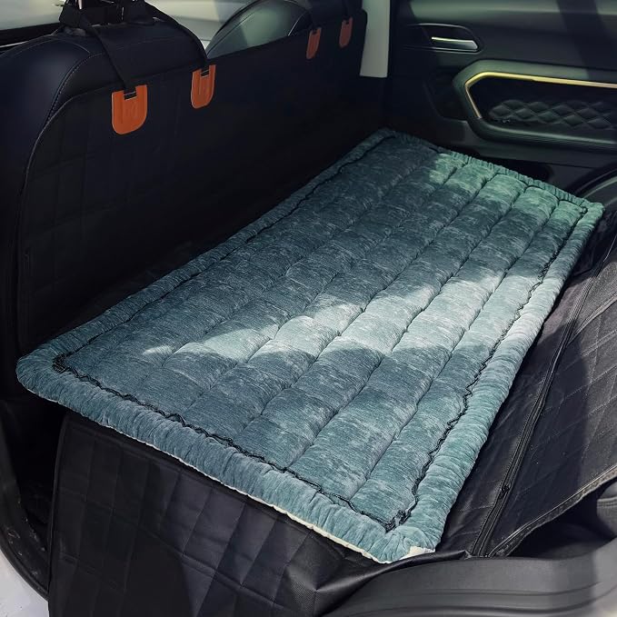 Dog Bed for Car Back Seat, Non-Slip Backseat Pet Mat for Trucks & SUVs | Plaid Flannel, Quilted PP Cotton Filling, Non-Slip Backing, Machine Washable, Fits Backseat Extenders, Trucks & SUVs