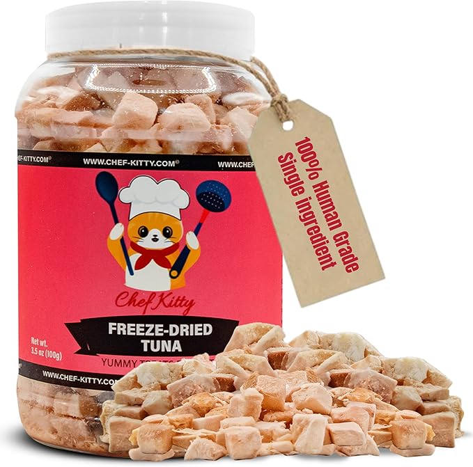 Tuna Cat Treats, 100% Wild Caught | Freeze Dried Dog Treats, High Protein | Grain-free, Single Ingredient Cat & Dog Food Toppers | No Additives or Preservatives | Inspected & Tested in USA | 3.5 oz