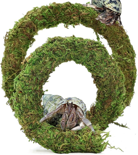 USMOLA Bendable Hermit Crab Climbing Toys, Adjustable Fake Moss Vine for Pet Snail Hermet Crab Habitat Hideouts Tank Terrarium Accessories (Natural Green, 20Inch)