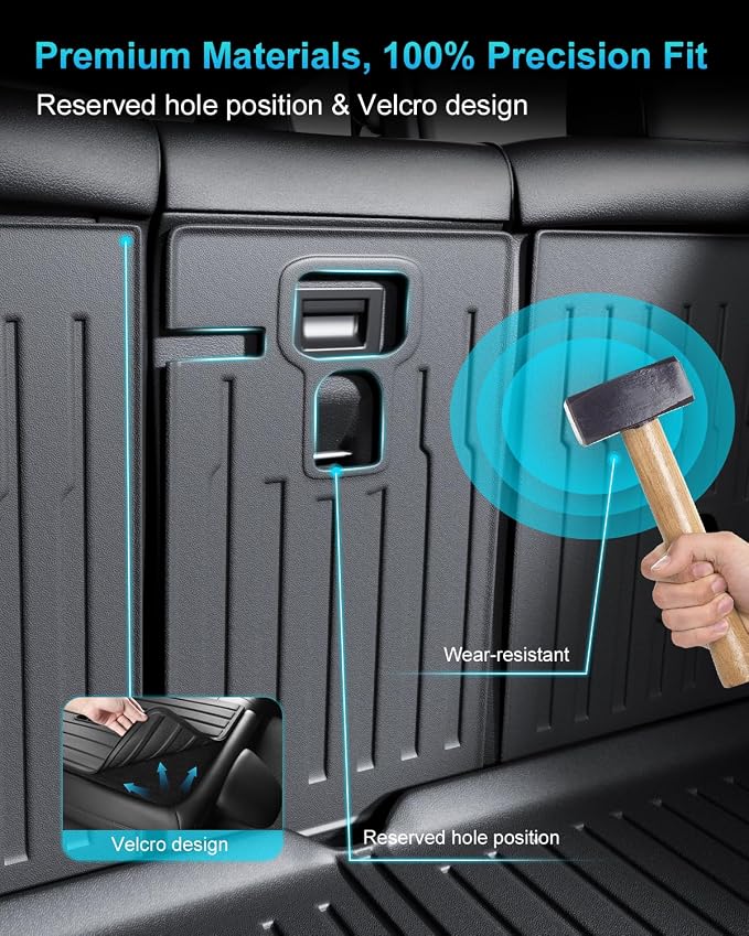 Cargo Mat Compatible with Tesla Model Y 2020-2024 5 Seat, Heavy-Duty TPE Trunk Liner Rear Seat Back Protector Model Y Accessories Custom Fit Trunk Mat- 6PCS