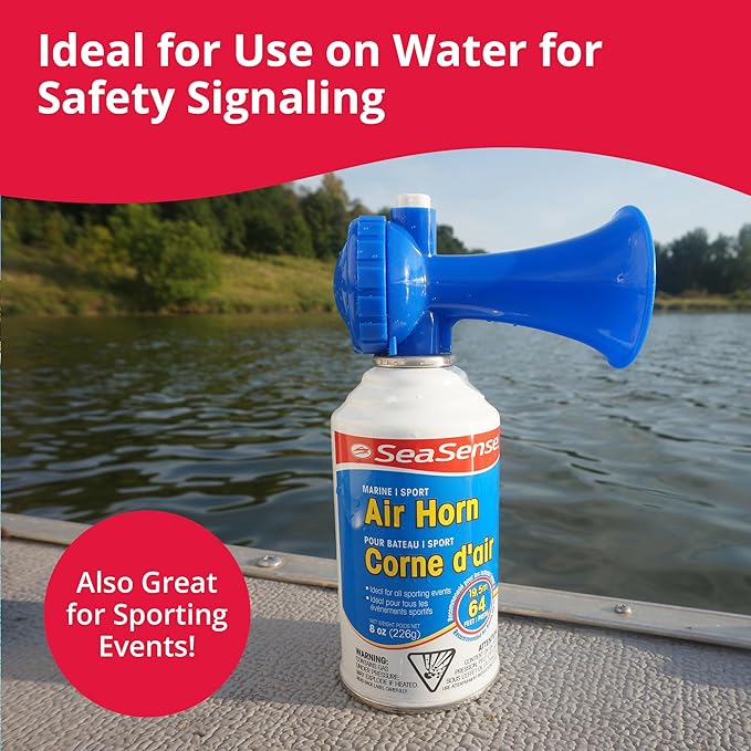 SeaSense Air Horn – Large Size (3.5 oz), 118 dB – Loud 1 Mile Range, Meets EPA & USCG Standards – Great for Boat & Marine Safety, Ideal for Sporting Events Such as Football & Soccer